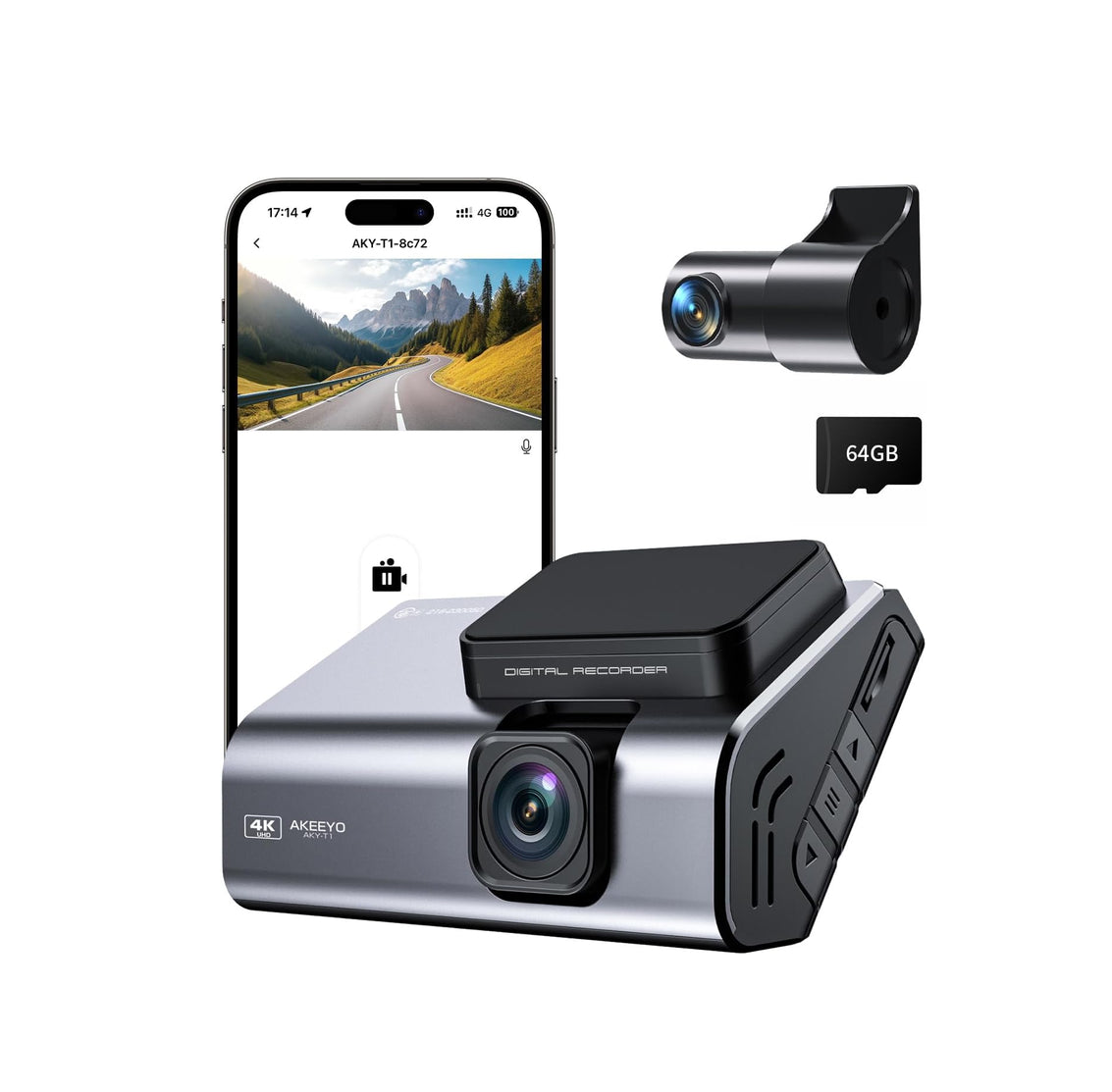 AKY-T1 4k Ultra HD 3-inch Compact Dash Cam