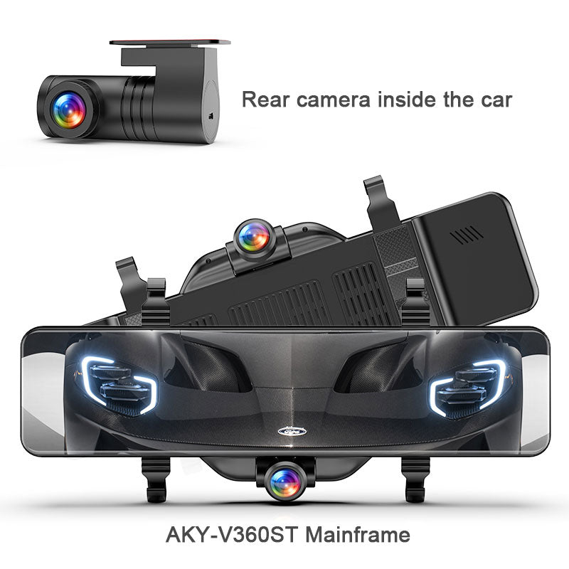 AKY-V360S 360° Dual Mirror Dashcam with 11.88” IPS Touch Screen 