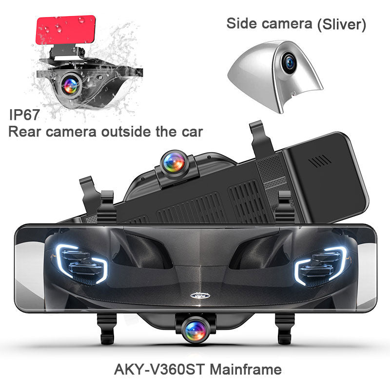 360°-Spiegel-Dashcam mit 12-Zoll-IPS-Touchscreen｜AKY-V360S